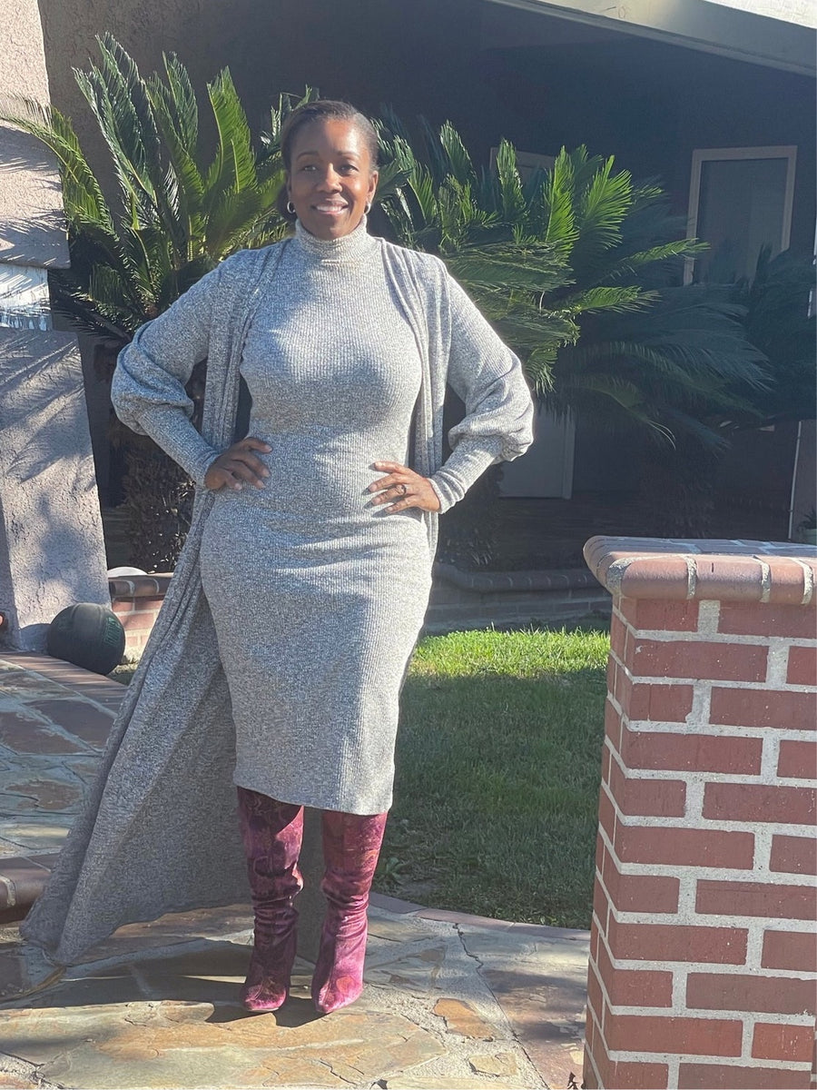 Grey turtleneck dress best sale